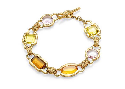 Gold Plated Toggle Gemstone Bracelet